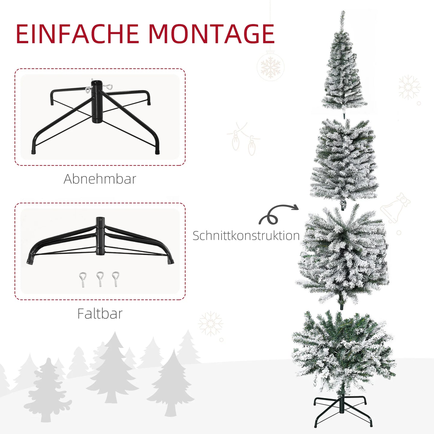 Künstlicher Weihnachtsbaum mit Schneeeffekt in 180 oder 225 cm