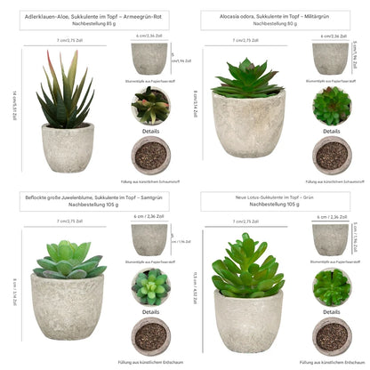 Mini Künstliche Pflanzen für Schreibtisch Sukkulenten im Topf