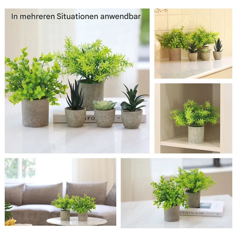 Künstliche Mini Topfpflanzen für Wohnung Büro Wohnzimmer Dekoration