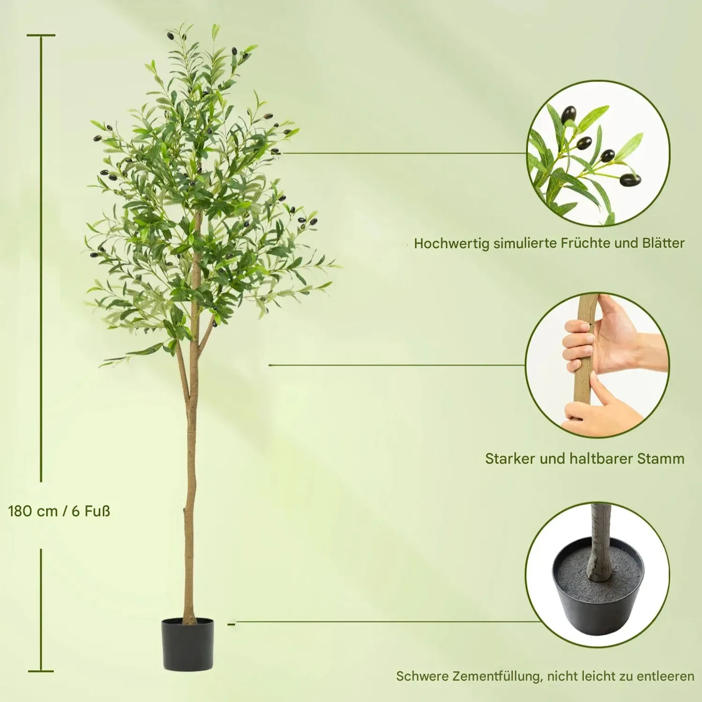 Künstlicher Olivenbaum mit Früchten für Wohnzimmer Büro Raumdekoration