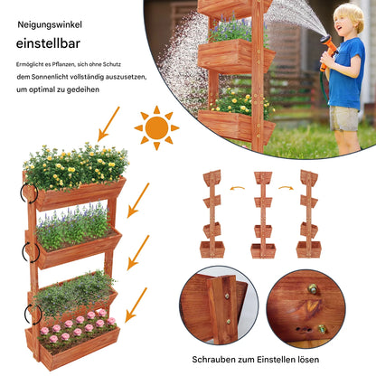 Holz Pflanzregal mit vier Ebenen für Garten Pflanzen