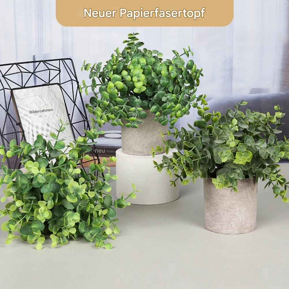 Künstliche Mini Topfpflanzen für Wohnung Büro Wohnzimmer Dekoration