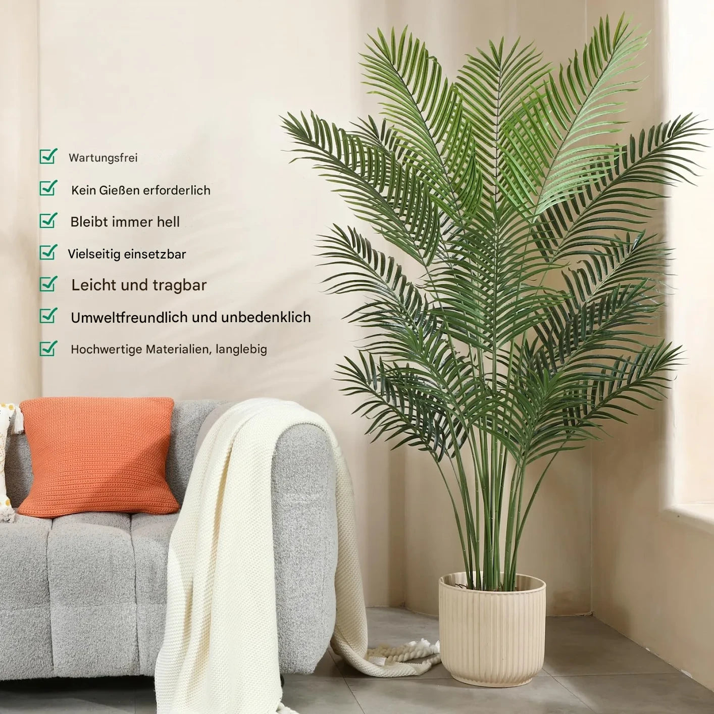Künstliche Areca Palme für Wohnzimmer Büro tropische Raumdekoratio