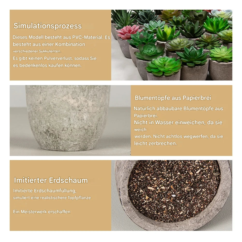 Mini Künstliche Pflanzen für Schreibtisch Sukkulenten im Topf