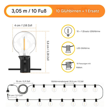 LED G40 Lichterkette für Garten, Party & Weihnachten