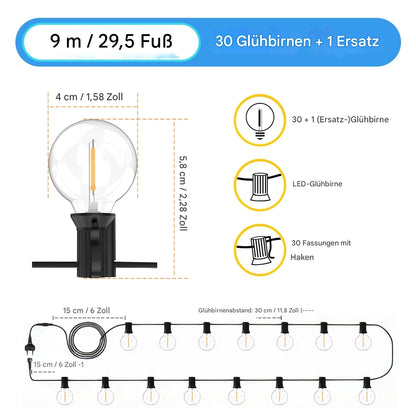 LED G40 Lichterkette für Garten, Party & Weihnachten