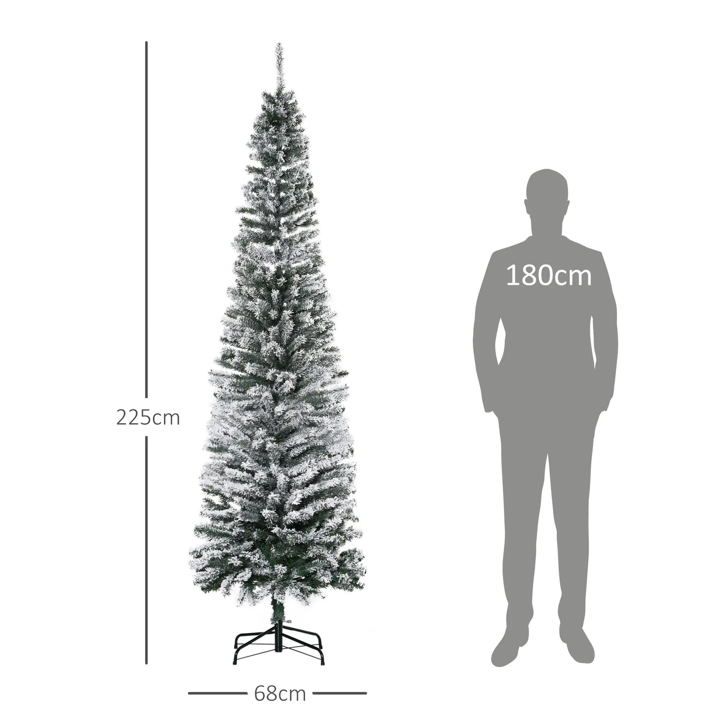Künstlicher Weihnachtsbaum mit Schneeeffekt in 180 oder 225 cm