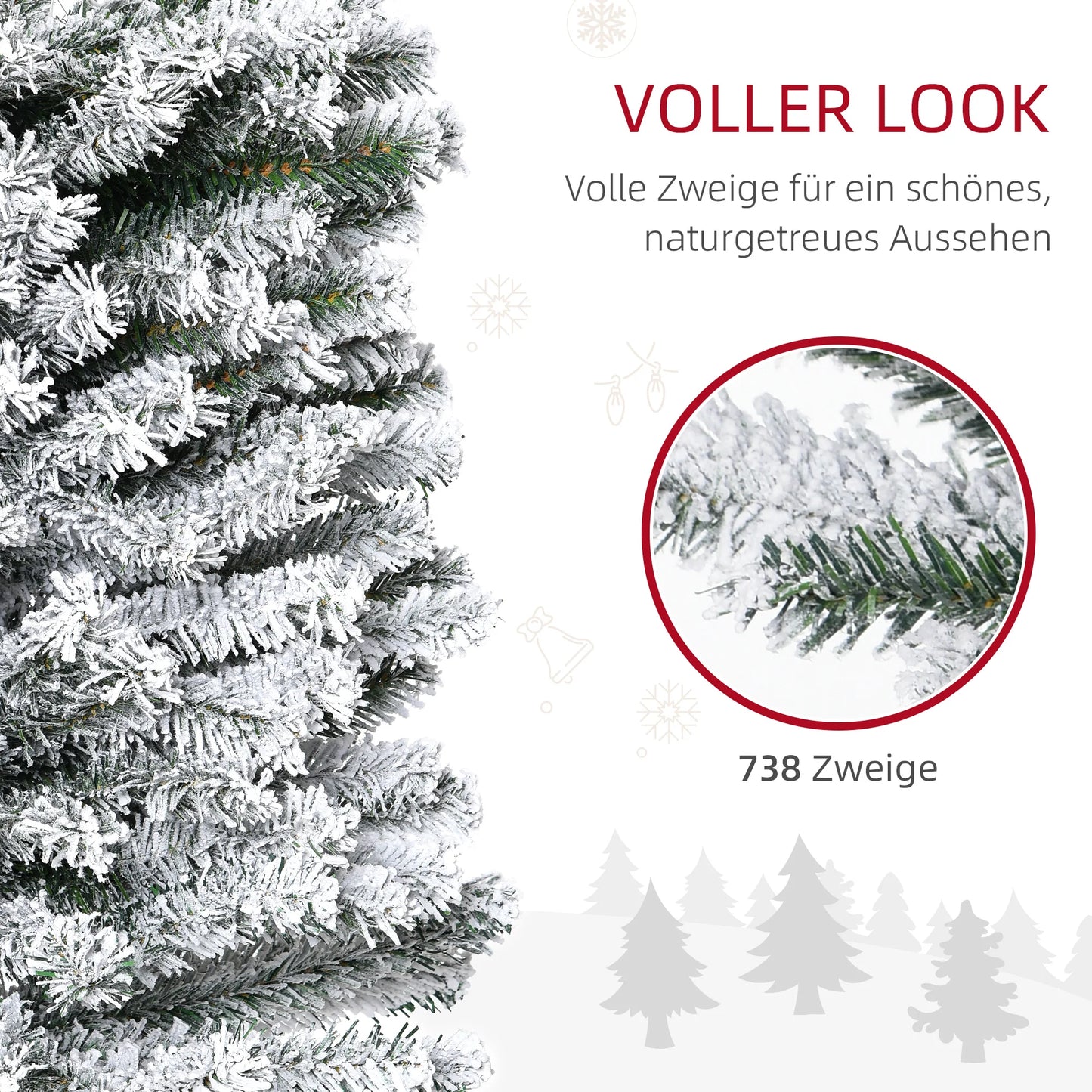 Künstlicher Weihnachtsbaum mit Schneeeffekt in 180 oder 225 cm
