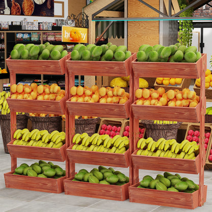 Holz Pflanzregal mit vier Ebenen für Garten Pflanzen