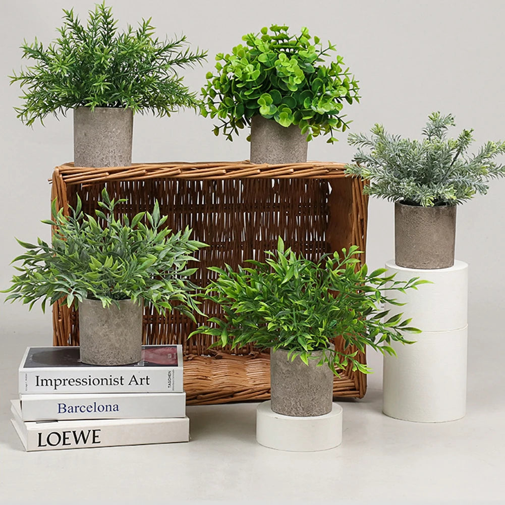 Künstliche Mini Topfpflanzen für Wohnung Büro Wohnzimmer Dekoration