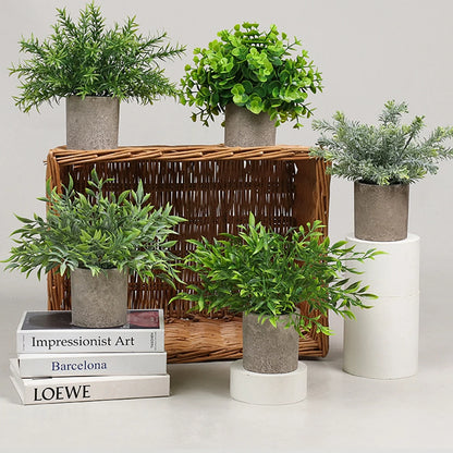 Künstliche Mini Topfpflanzen für Wohnung Büro Wohnzimmer Dekoration